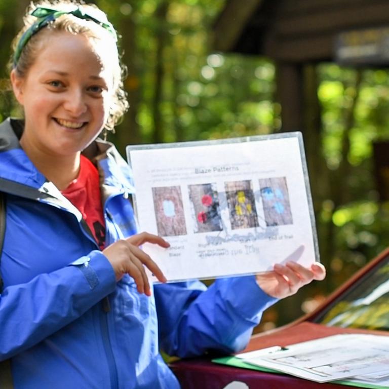 Trail Steward Melissa Teaching TrailMaintenance in the Catskills.