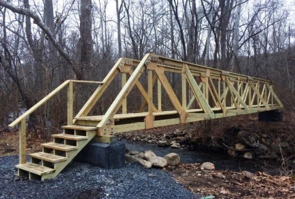 New footbridge over Wanaque River in Long Pond Ironworks.