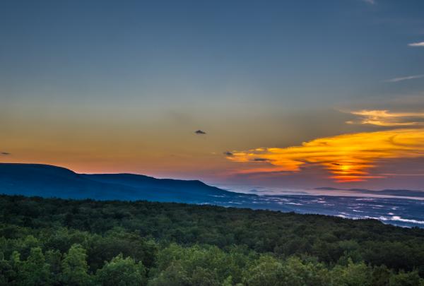 Sunrise from Roosa Gap Fire Tower in the Shawangunk Ridge. Photo by Steve Aaron.