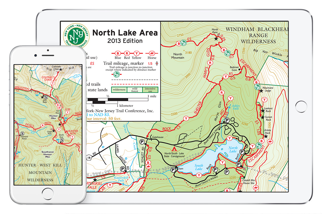 Catskill Maps on an iPad and iPhone