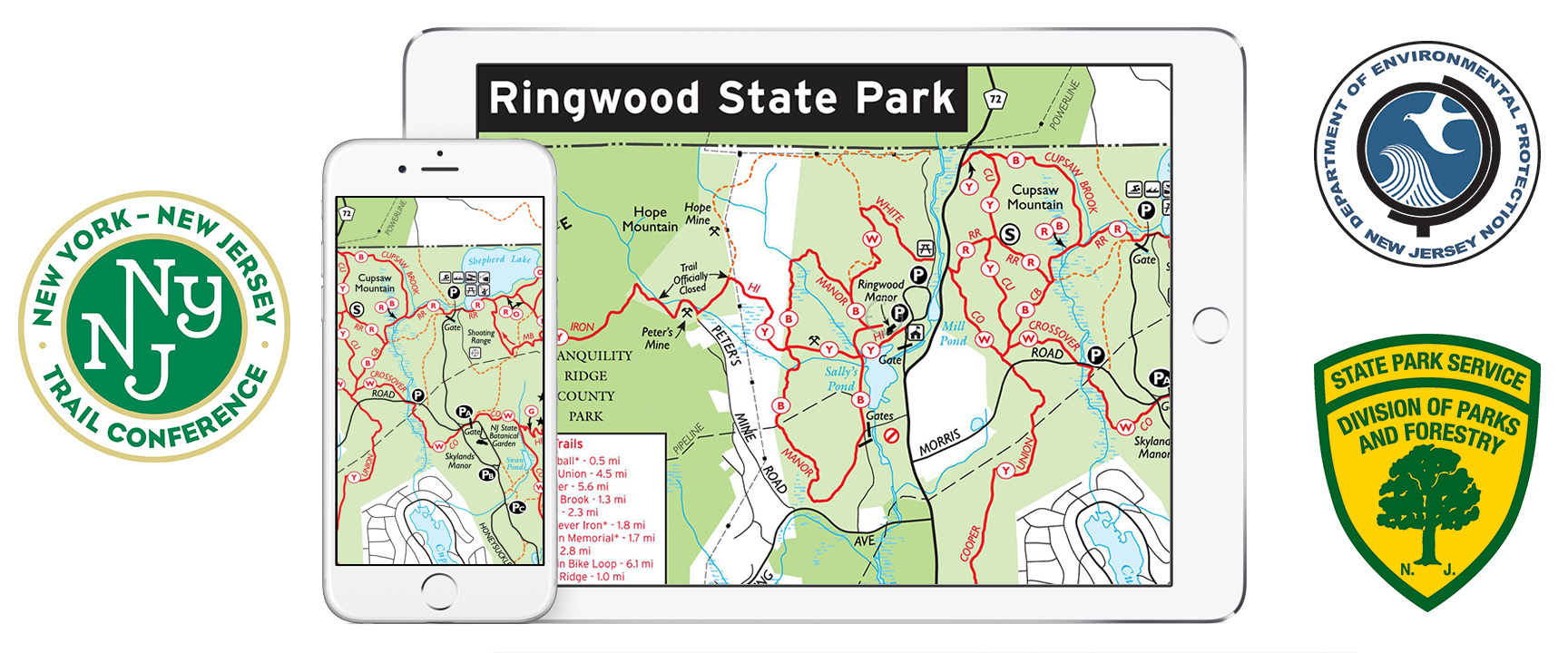 Trail Conference Maps on an iPad and iPhone