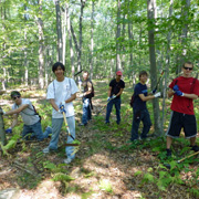 Ramapo College of New Jersey volunteer on trails. Photo by Robert Jonas.