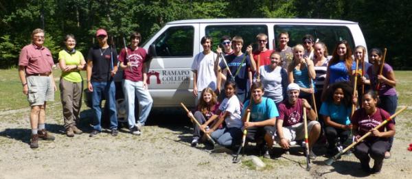 Ramapo College of New Jersey volunteer on trails. Photo by Robert Jonas.