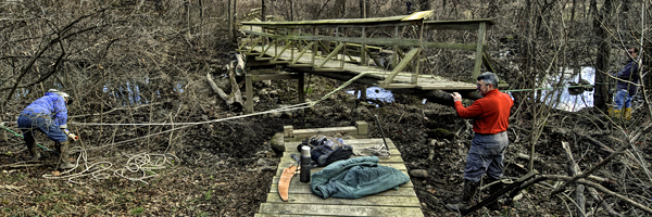 West Jersey Crew Repairs a bridge. Photo by Wm. Taggart